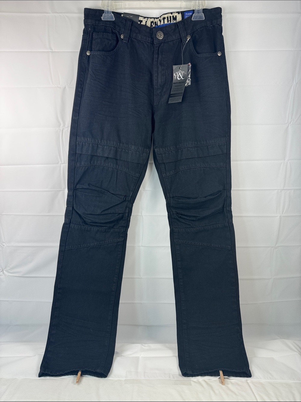 Beats & Rhythm Jet Black Moto Jeans Men 34x34 Biker‎ Denim NWT